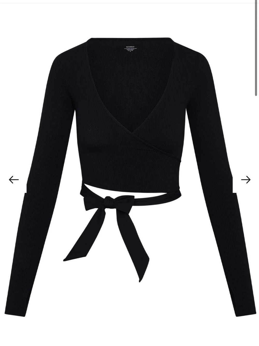 NWOT Monday Body Yosemite Wrap Top in Black Rib